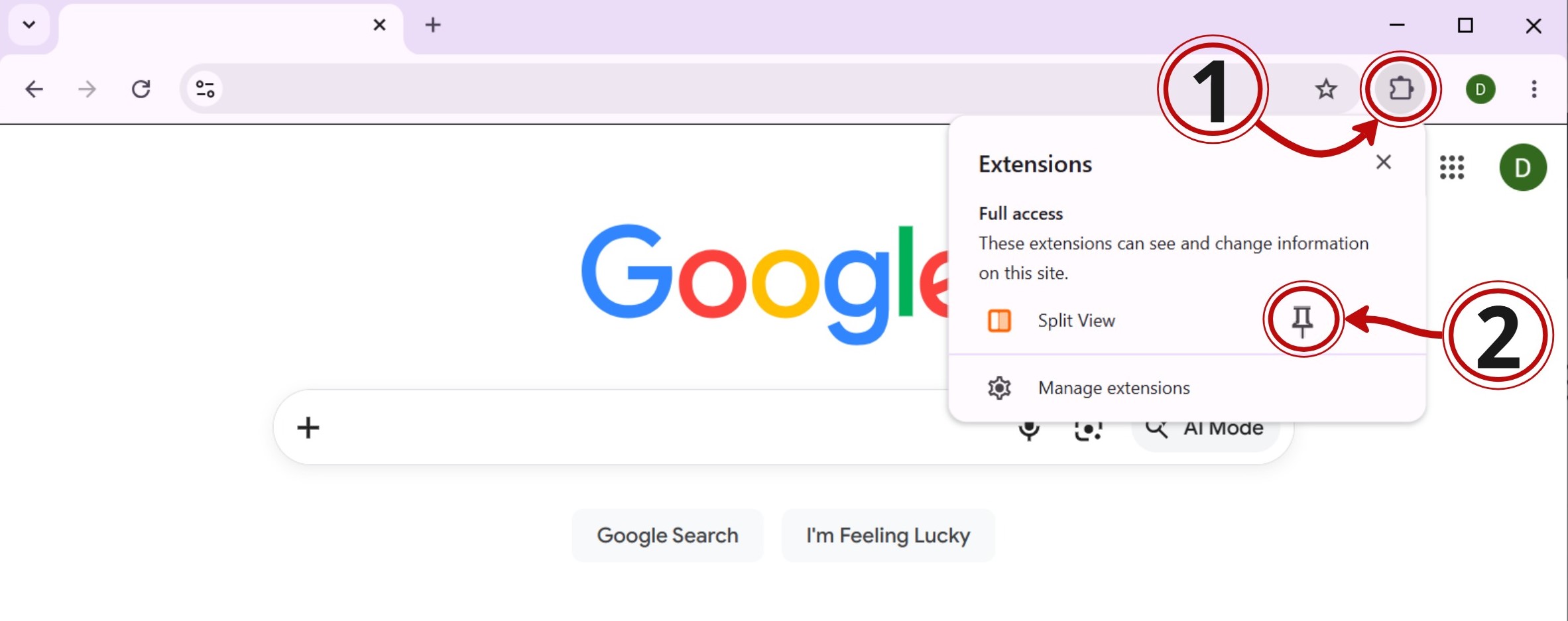 Pin Split View to the Chrome toolbar